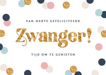 Felicitatiekaart zwangerschap confetti goud hip