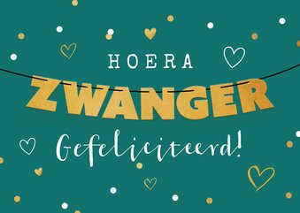 Felicitatiekaart zwangerschap confetti slinger hoera