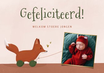 Felicitatiekaartje geboorte met vosje