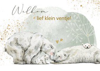 Felicitatiekaartje zoon met liefdevolle ijsberen familie