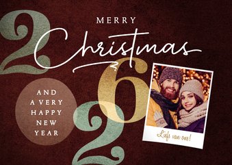 Foto kerstkaart 2026 roest bruin retro