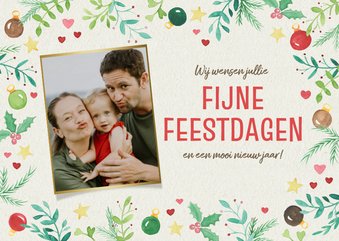 Foto-kerstkaart kader vrolijke kerst symbooltjes