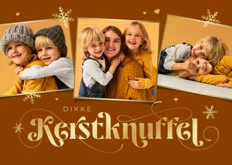 Foto kerstkaart kerstknuffel hartjes sneeuw foto's
