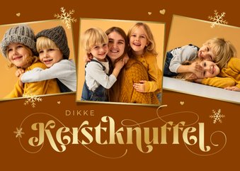 Foto kerstkaart kerstknuffel hartjes sneeuw foto's