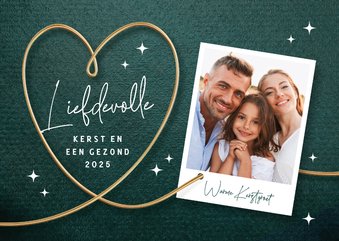 Foto kerstkaart stijlvol hart met fotokader