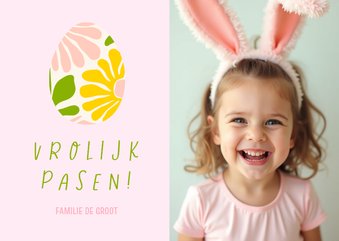 Foto-paaskaart met foto en ei