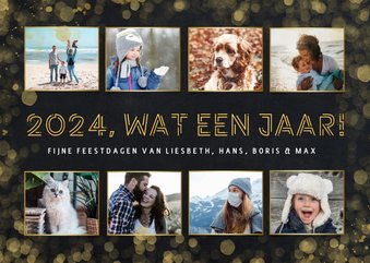 Fotocollage kaart kerstmis met 8 foto's - 2024 wat een jaar