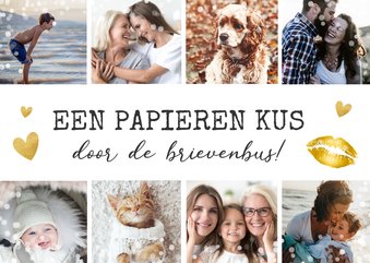 Fotocollage kaart met 8 foto's - kus in brievenbus