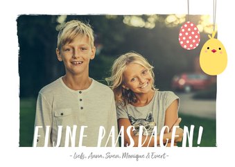 Fotokaart fijne pasen met 1 grote foto en paaseitjes