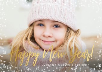 Fotokaart nieuwjaar enkele kaart met eigen foto & confetti