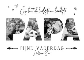 Fotokaart Vaderdag liefste papa hartjes zwart wit stoer