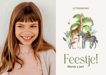  Fotokaartje kinderfeestje uitnodiging met jungle dieren