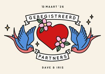 Geregistreerd partners kaart met tattoo style illustraties