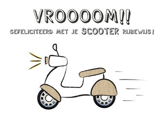 Geslaagd kaart voor rijbewijs scooter, vroom!! 