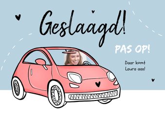 Geslaagd rijbewijs felicitatie roze humor foto