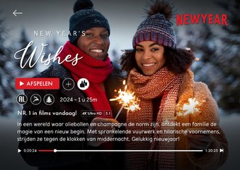 Grappig nieuwjaar tv streaming dienst film kaart eigen foto 