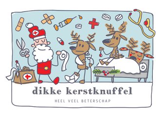 Grappige beterschap kerstkaart met kerstman als dokter