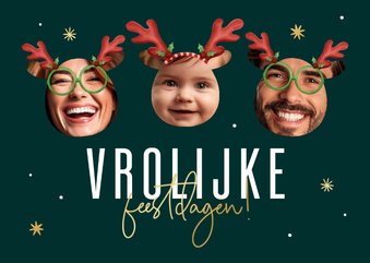 Grappige collage kerstkaart vrolijke feestdagen met sterren