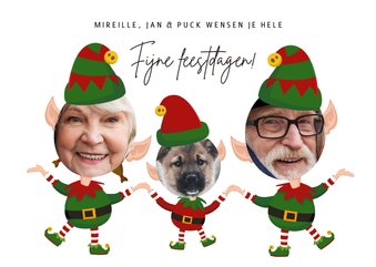 Grappige kerstkaart - foto op kerstelf - 2 personen en dier