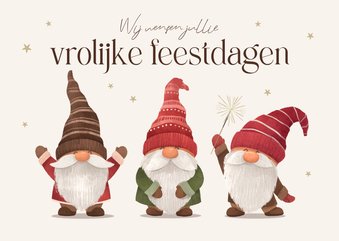 Grappige kerstkaart kerstkabouters vrolijk sterretjes