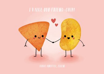 Grappige liefdeskaart "friend-chip" met chips illustratie