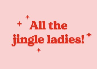 Grappige roze kerstkaart all the jingle ladies