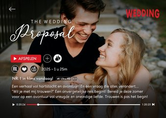 Grappige save the date trouwkaart in een tv streaming stijl