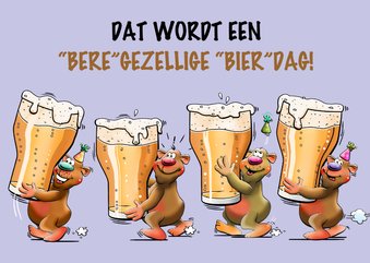 Grappige verjaardagskaart beren die bier dragen