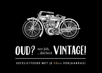 Grappige vintage of oude motor verjaardagskaart voor een man