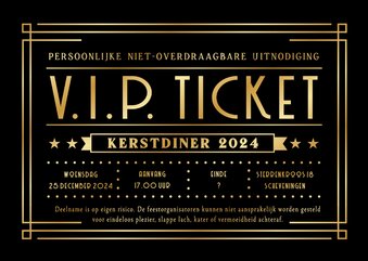 Grappige VIP-ticket uitnodiging kerstdiner met foliedruk