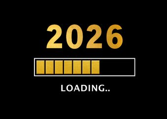 Grappige zakelijke kerst /nieuwjaars kaart met laadbalk 2026