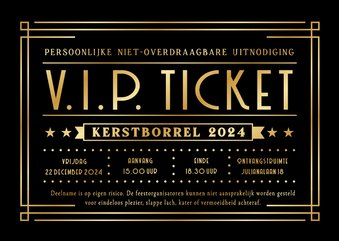 Grappige zakelijke uitnodiging kerstborrel VIP-ticket goud