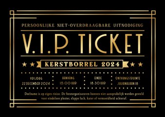 Grappige zakelijke uitnodiging kerstborrel VIP-ticket goud