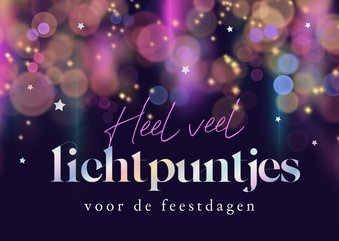 Heel veel lichtpuntjes kerstkaart holografisch sterretjes