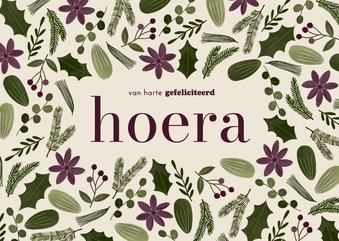 Hip verjaardagskaartje botanisch vrouw hoera