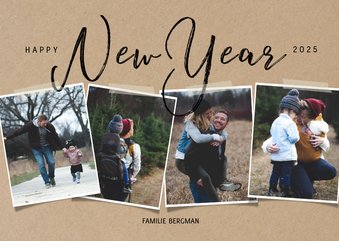 Hippe fotocollage kaart met happy new year