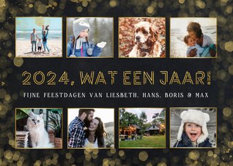 Hippe fotocollage kerstkaart zwart - terugblik op 2024