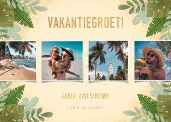 Hippe vakantiekaart fotocollage junglebladeren vakantiegroet