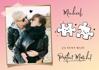 Hippe valentijnskaart met eigen foto en puzzelstukjes