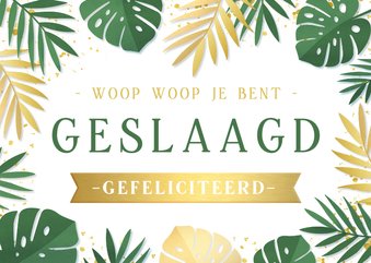 Hippe zomerse tropische botanische felicitatiekaart geslaagd