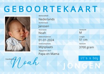 identiteitskaart geboorte jongen