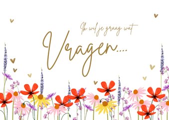 'Ik wil je wat vragen' bruidsmeisje kaart met zomerbloemen