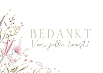 Jubileum bedankkaart met veldbloemen