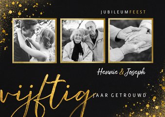 Jubileum uitnodiging vijftig jaar met 3 foto's