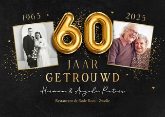 Jubileumfeest 60 jaar krijt ballonnen goud foto hartjes