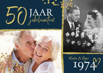 Jubileumfeest uitnodiging 50 jaar confetti goud foto