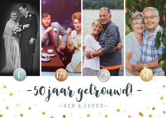 Jubileumfeest uitnodiging fotocollage brons > zilver > goud!