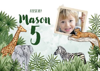 Jungle kinderfeestje foto dieren waterverf