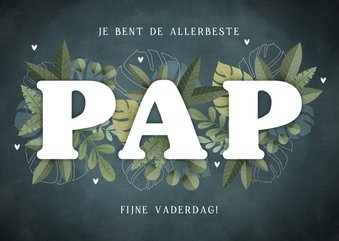 Jungle vaderdagkaart met junglebladeren pap en hartjes