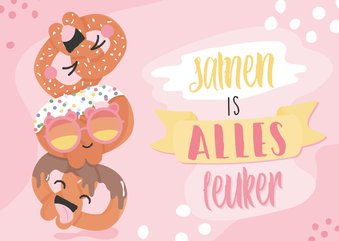 Kaart met illustratie van pretzels 'samen is alles leuker'